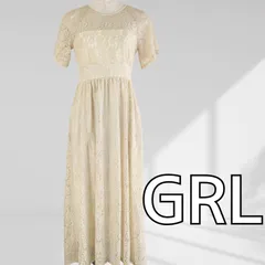 USED GRL レースロングワンピース ベージュ Lサイズ 半袖 裏地有 レディース 春夏 グレイル