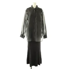 アプワイザーリッシェ Apuweiser-riche シアーシャツsetニットワンピース ノースリーブ ロング ブラウス 長袖 前開き 2 チャコールグレー /NR ■OS