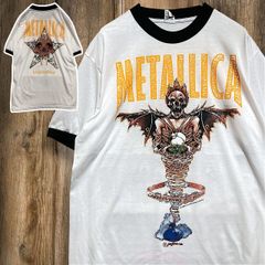 BJKG リンガー Tシャツ ビンテージ 古着 白 黒 メタリカ METALLICA スカル ドクロ 天使 キングナッシング バンド Lサイズ 2503  2980 p10