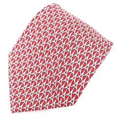 極美品△HERMES エルメス 5265 SA シルク100％ 幾何学模様 総柄 クラヴァット ネクタイ レッド系 箱付き フランス製 メンズ 紳士小物