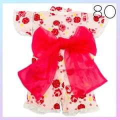 古着  甚平　８０ ピンク  花柄  リボン帯  バラ　レース　祭り   和服 和風  姫  ガーリー  薔薇  花柄  子供用  女の子  かわいい  パステルカラー  花火大会  フォロー割り    C118
