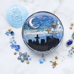再販★　月夜のピルケース　レジンピルケース　レジンハンドメイド　ハンドメイドピルケース　小物入れ　薬入れ
