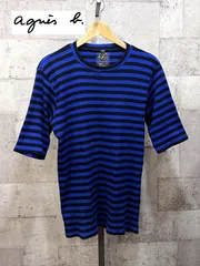 アニエスベー スポーツ ボーダー 青黒 リブ Tシャツ agnes b. SPORT homme オム