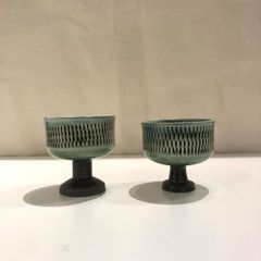 小鹿田焼　小袋定雄　飛鉋ぐい呑み　2個セット