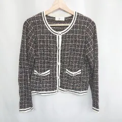 ◇ INDEX インデックス ツイード 長袖 カーディガン サイズＭ ブラック系 レディース E  【1407020015103】