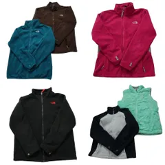 古着卸 まとめ売り ノースフェイス フリース 6枚セット (キッズ L /XL ) フルジップ スタンドカラー 切替え 中古 古着 NB9056