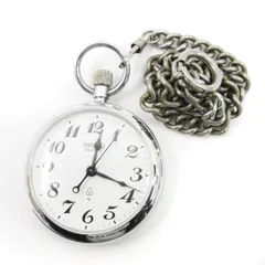 セイコー SEIKO 稼働品 鉄道時計 懐中時計 アナログ クォーツ 3針 7550-0010 ホワイト文字盤 シルバーカラー