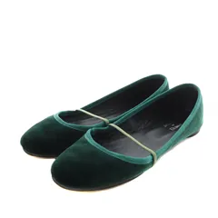 ドゥロワー Drawer スペルタ SPELTA LENA Valluto 24AW 別注 バレエシューズ パンプス ラウンドトゥ ベロア 37 24cm 緑 グリーン /AS ■OSのサムネイル