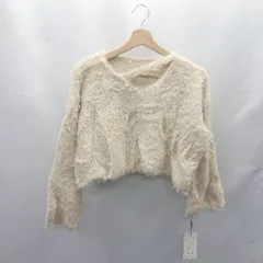 ◇ ⊇◎●未使用● me+em select ミームセレクト ショート丈 シャギー 長袖 セーター サイズF ベージュ系 レディース E  【1412090061844】