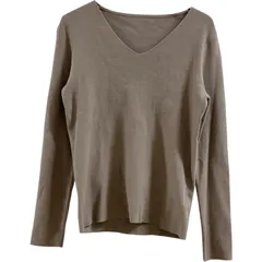 B054 【美品】 N. NATURAL BEAUTY BASIC ナチュラルビューティーベーシック レディース Vネック ニット グレージュ Mサイズ