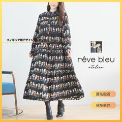 reve bleu]フィギュア柄デザインワンピース ロングワンピース