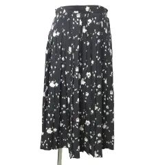 ハナエモリ HANAE MORI ヴィンテージ プリーツスカート ギャザー ロング 総柄 黒 ブラック 9 約M IBO44 1206のサムネイル