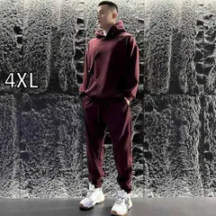 [4XL]秋冬 コーデ メンズ  服 シンプル ファッション オシャレ 大人 かっこいい 大きいサイズ ストリート 紳士服  スポーツ 快適 スウェットシャツ パーカー スウェットパンツ スーツ 韓国スタイル カジュアル プリーツ カップル兼 ツーピース セッ