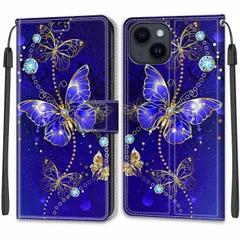 【数量限定】携帯カバー レザー スマホケース 耐衝撃 耐摩擦 13 全面保護 マグネット式 13 カード収納 ケース手帳型 スタンド機能 手触りが良い / 人気 14 上質 6.1インチ対応 iPhone 青い蝶