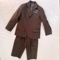 美品 motherways マザウェイズ 男の子 子供用 スーツ 120㎝  ブラック ストライプ チーフ かっこいい 卒園式