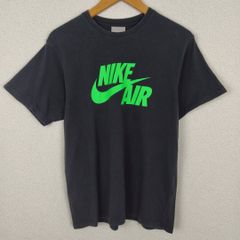 NIKE ナイキ Tシャツ 半袖 クルーネック ビッグロゴ ブラック グリーン Lサイズ メンズ 古着 ストリート