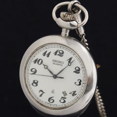 SEIKO 懐中時計 ホワイト文字盤 ブラック紐付き - メルカリ