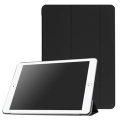 【特価セール】三つ折 クリアカバー iPad ケース 9.7(2018第6世代) スマートカバー / スタンド機能 iPad5(第五世代) 軽量型 / iPad 超薄 9.7(2017年型) PUレザーケース 用 ピーシーエーテック ブラック