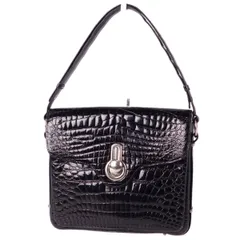 クロコダイル CROCODILE バッグ ハンドバッグ シャイニークロコ ワニ革 カバン レディース ブラックのサムネイル