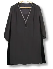 ◇【1点限り】【新品タグ付き】 Femicite クールカレアン ワンピース　2点セット 七分袖ワンピース＋ノースリーブアンダードレス 切替 茶/黒 Mサイズ38 春夏秋用■管理番号L29374SSS26-250928-50-3（510）