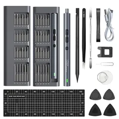 Kingsdun 精密ドライバー 電動 62 in 1 ドライバー 電動 小型 電動ドライバー 静音設計 USB充電式 正逆転 LEDライト付き コンパクト PSE認証済 日本語取扱説明書付き 1