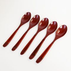 木製 スプーン 漆塗り 塗り分け パスタスプーン 朱 赤 5本 セット 漆器 18.5cm 大きい 木のスプーン 高級 カレースプーン 丼 チャーハン ピラフ