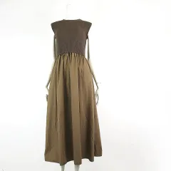 アーバンリサーチ URBAN RESEARCH アイテムズ ITEMS リブ ニット ドッキング ワンピース ロング フレア ノースリーブ F 茶 ブラウン