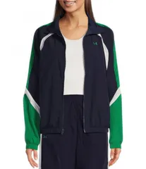 【送料無料】 アンダーアーマー レディース コート アウター Icon Allover Crinkle Textured Water Resistant Track Jacket Midnight Navy