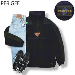 90sヴィンテージ USA製 ペリジー PERIGEE ナイロン 切替 ハーフジップ ポーラテック フリース ジャケット M チェック柄 ダークネイビー オリーブ メンズ