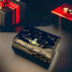 【新品・正規品・お買い得！】ヴィヴィアンウエストウッド 三つ折財布 BLACK エナメルブラック 2*【値下げOK】