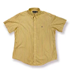 90s Ralph Lauren S/S Stripe shirt ラルフローレン S/Sストライプシャツ ボタンダウン 半袖 XXLサイズ イエロー ライトブルー