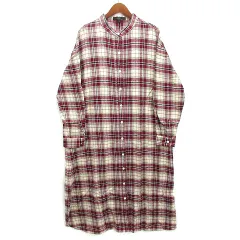 アンタイトル UNTITLED フェアリーシェード fairy shade バンドカラー チェック ネルシャツ ワンピース ロング 長袖 ベージュ 2