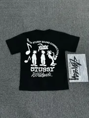【STUSSY × Patta】ステューシー パタ コラボ Tシャツ 半袖 ユニセックス ブラック ゆったり シルエット ストリート系