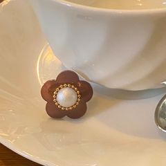 【Daisy accessory 12】 rinnu デイジー　モチーフ　フラワー　リング　ブラウン
