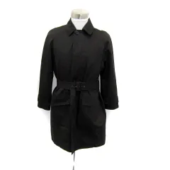 ラルフローレン RALPH LAUREN ステンカラーコート スプリングコート ロング丈 無地 ベルト付き 9 黒 ブラック /SY7のサムネイル