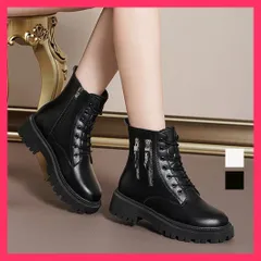 ★スタッフおすすめ★ トラックソールブーツ 厚底ショートブーツ 秋冬厚底靴疲れない/通勤通学 ブーツ黒/ローヒールおしゃれ 韓国レースアップブーツ 歩きやすい ラ おすすめ おしゃれ　人気 上品 86YANYUE-001