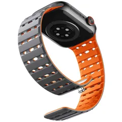 [Bandletic] アップルウォッチ用の バンド シリコン マグネット - 夏 蒸れない スポーツバンド 42mm 44mm 45mm 46mm 49mm 通気性 防汗 軽量 2色デザイン 交換バンド Series Ultra2/Ultra/SE2/S