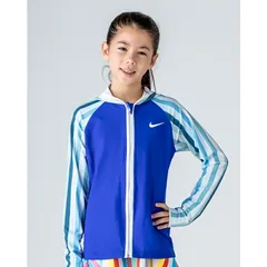 キッズ ラッシュガード 長袖 水着 女の子 ガールズ 子ども ナイキ NIKE GIRLS グラフィック フルジップ 子供用 120-160サイズ 日焼け対策 紫外線対策 UVカット スイムウェア 水泳 スイミング プール /1981910-10