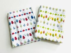 ガーゼてぬぐい 2枚セット 日本製 片面ガーゼ きつねの森