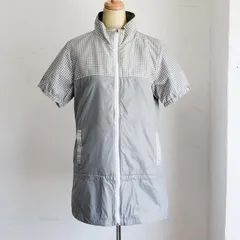 クレージュ Courreges ☆ チェック柄切替 ナイロン 半袖 ウィンドジャケット 40 グレー系のサムネイル