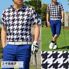 Golf Half-Zip Polo Shirt for Men - Golf Wear, Quick-Drying Mesh, Stretch, Short Sleeve, Spring/Summer, Camouflage, All-Over Print, Houndstooth, Check, Star, Botanical, Floral, Palm Tree, Geometric Pattern (stop103 2-Houndstooth)