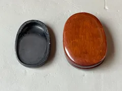 【端渓硯】◆玳瑁斑・金線・朱磋点など◆約八吋◆唐木共箱◆斧柯山◆文房清玩 端渓硯】◇玳瑁斑・金線・朱磋点など◇約八吋◇