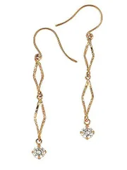 [四葉のクローバー スーパーキュービックジルコニア 10金 フックピアス K10 10k ピンクゴールド レディース 女性 ：Sa363