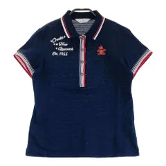 サイズ：L MUNSING WEAR マンシングウェア  半袖ポロシャツ ボーダー柄 ネイビー系 [240101421027] ゴルフウェア レディース ストスト