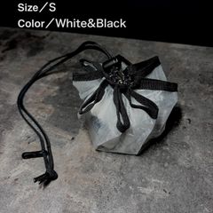 サック　巾着袋　収納袋　ダイニーマ　キャンプ　登山　ホワイト＆ブラック　Sサイズ