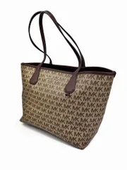 マイケルコース MICHAEL KORS トートバッグ リバーシブル PVCレザー 茶　ブラウン モノグラム ブラック 黒 A4 ノートパソコン収納可能