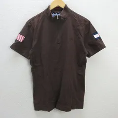 z■トミーヒルフィガー/TOMMYHILFIGER  ハーフジップ/ポロシャツ【M】茶/men's/147【中古】■