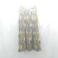 ◇ Θ Ray BEAMS レイ ビームス 総柄 ロング フレア スカート サイズ1 ネイビー イエロー系 レディース E  【1503060034798】