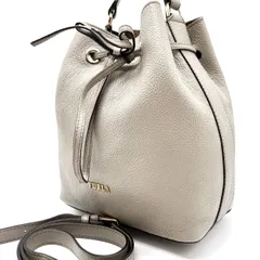 【良品】 FURLA フルラ コスタンザ ショルダーバッグ トートバッグ ワンショルダーバッグ 巾着 グレージュ グレー 灰色 ベージュ 肌色 レザー 革 ユニセックス 男女兼用 メンズ レディース