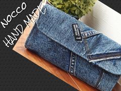 No.598【chemical DENIM✖️Long wallet👖】デニムリメイク長財布💚